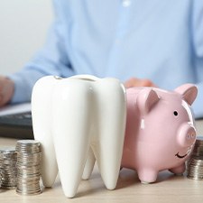 Coins and piggy bank